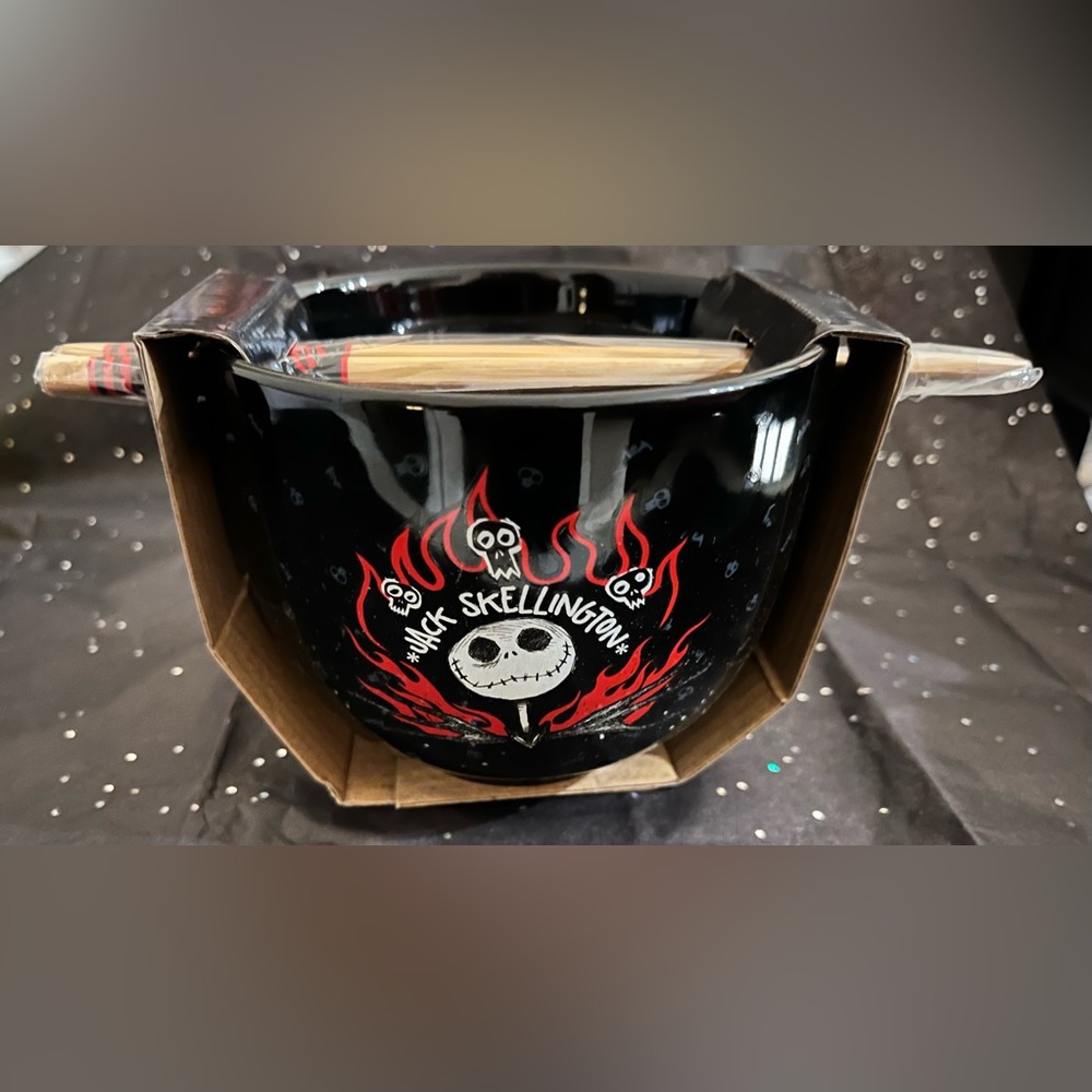 The Nightmare Before Christmas Jack Skellington Ramen Bowl With Chopsticks NIB